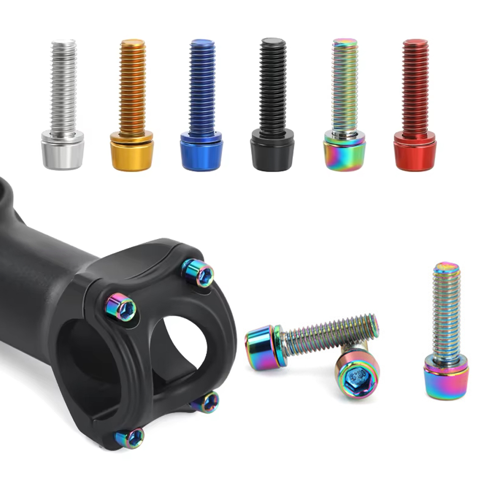 Handlebar Riser Stem - 6pcs/set Bicycle Handlebar Screws M5*18MM Titanium-plated